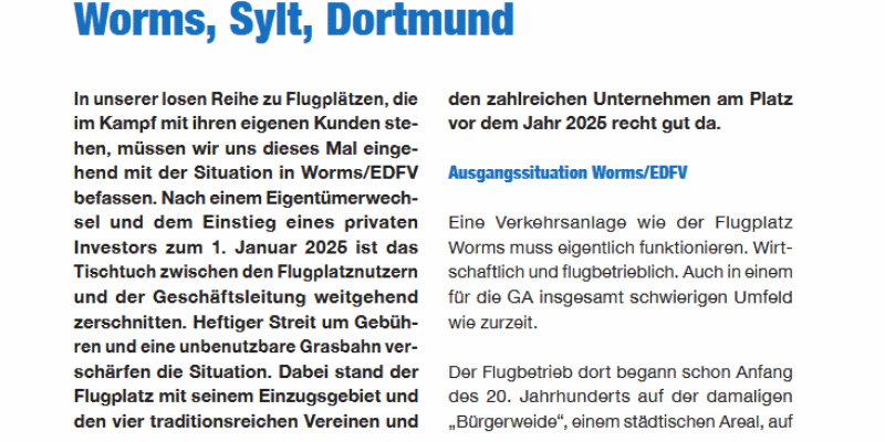 Bericht über den Flugplatz Worms
